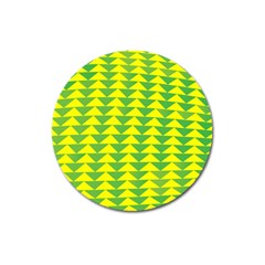 Arrow Triangle Green Yellow Magnet 3  (round) by Mariart
