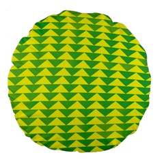 Arrow Triangle Green Yellow Large 18  Premium Flano Round Cushions by Mariart