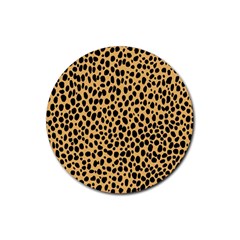 Cheetah Skin Spor Polka Dot Brown Black Dalmantion Rubber Coaster (round) 