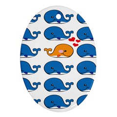 Fish Animals Whale Blue Orange Love Ornament (oval)