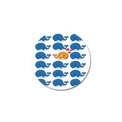 Fish Animals Whale Blue Orange Love Golf Ball Marker by Mariart