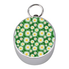 Flower Sunflower Yellow Green Leaf White Mini Silver Compasses by Mariart