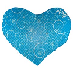 Leaf Blue Snow Circle Polka Star Large 19  Premium Heart Shape Cushions
