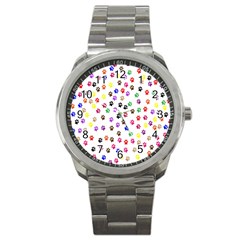 Paw Prints Dog Cat Color Rainbow Animals Sport Metal Watch by Mariart