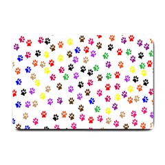 Paw Prints Dog Cat Color Rainbow Animals Small Doormat  by Mariart