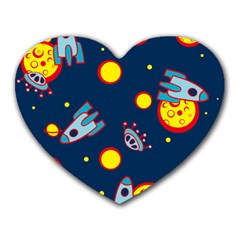 Rocket Ufo Moon Star Space Planet Blue Circle Heart Mousepads
