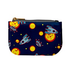 Rocket Ufo Moon Star Space Planet Blue Circle Mini Coin Purses by Mariart