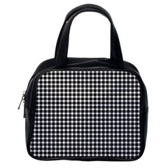Plaid Black White Line Classic Handbags (one Side)