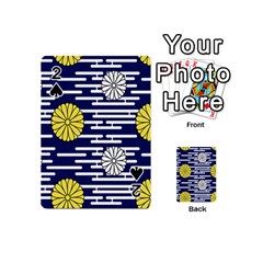 Sunflower Line Blue Yellpw Playing Cards 54 (mini)  by Mariart