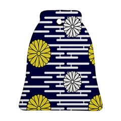 Sunflower Line Blue Yellpw Ornament (bell) by Mariart