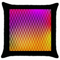 Triangle Plaid Chevron Wave Pink Purple Yellow Rainbow Throw Pillow Case (black)