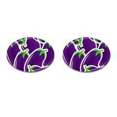 Vegetable Eggplant Purple Green Cufflinks (oval)