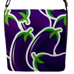 Vegetable Eggplant Purple Green Flap Messenger Bag (s) by Mariart