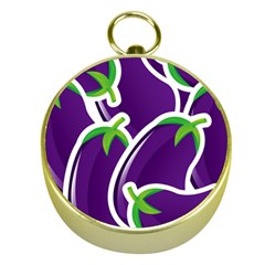 Vegetable Eggplant Purple Green Gold Compasses by Mariart