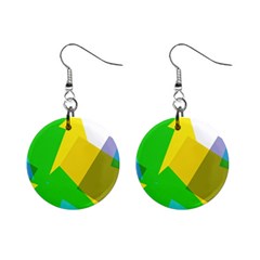 Green Yellow Shapes        1  Button Earrings by LalyLauraFLM