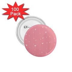 Pink Background With White Hearts On Lines 1 75  Buttons (100 Pack)  by TastefulDesigns