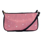 Pink background with white hearts on lines Shoulder Clutch Bags
