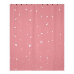 Pink Background With White Hearts On Lines Shower Curtain 60  X 72  (medium) 