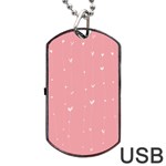 Pink background with white hearts on lines Dog Tag USB Flash (One Side)