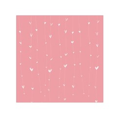 Pink Background With White Hearts On Lines Small Satin Scarf (square)