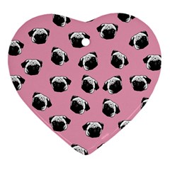 Pug Dog Pattern Heart Ornament (two Sides) by Valentinaart