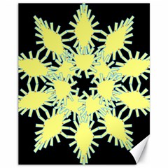 Yellow Snowflake Icon Graphic On Black Background Canvas 11  X 14   by Nexatart