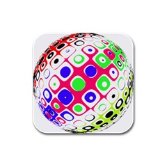 Color Ball Sphere With Color Dots Rubber Square Coaster (4 Pack)  by Nexatart
