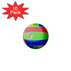 Balloon Volleyball Ball Sport 1  Mini Buttons (10 Pack)  by Nexatart