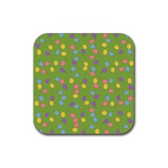 Balloon Grass Party Green Purple Rubber Coaster (square)  by Nexatart