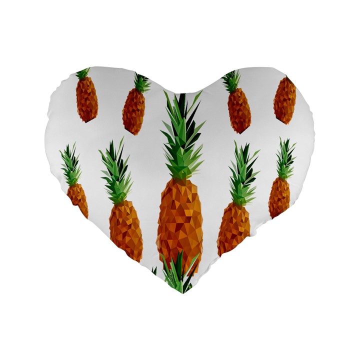 Pineapple Print Polygonal Pattern Standard 16  Premium Flano Heart Shape Cushions