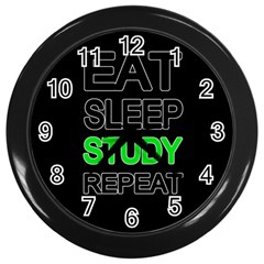 Eat Sleep Study Repeat Wall Clocks (black) by Valentinaart
