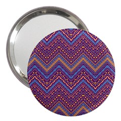 Colorful Ethnic Background With Zig Zag Pattern Design 3  Handbag Mirrors by TastefulDesigns