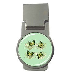 Four Green Butterflies Money Clips (round)  by linceazul