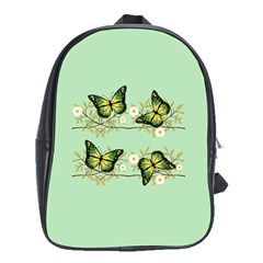 Four Green Butterflies School Bags (xl)  by linceazul