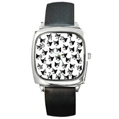 Cat Pattern Square Metal Watch by Valentinaart
