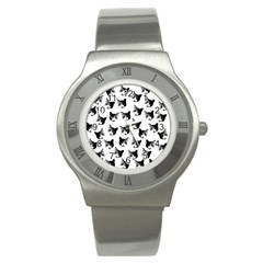 Cat Pattern Stainless Steel Watch by Valentinaart