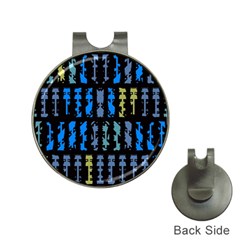 Blue Shapes On A Black Background        Golf Ball Marker Hat Clip by LalyLauraFLM