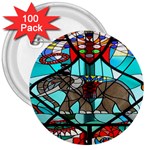 Elephant Stained Glass 3  Buttons (100 pack) 