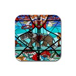 Elephant Stained Glass Rubber Square Coaster (4 pack) 