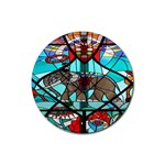 Elephant Stained Glass Rubber Coaster (Round) 
