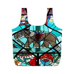 Elephant Stained Glass Full Print Recycle Bags (M) 