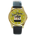 Say Cheese Round Gold Metal Watch