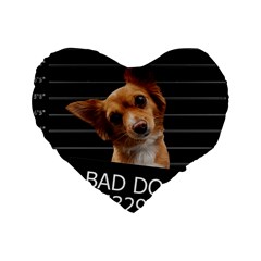 Bad Dog Standard 16  Premium Heart Shape Cushions by Valentinaart