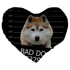 Bad Dog Large 19  Premium Flano Heart Shape Cushions by Valentinaart