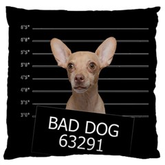Bad Dog Large Flano Cushion Case (one Side) by Valentinaart