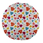 Colorful Bright Hearts Pattern Large 18  Premium Flano Round Cushions Back