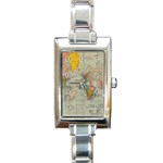 Vintage World Map Rectangle Italian Charm Watch