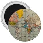 Vintage World Map 3  Magnets