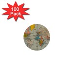 Vintage World Map 1  Mini Buttons (100 pack) 