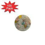 Vintage World Map 1  Mini Magnets (100 pack) 